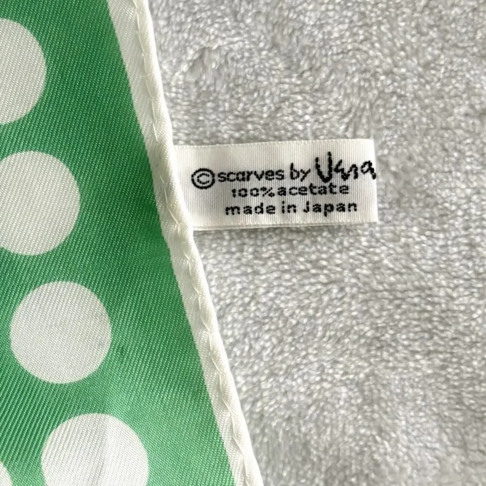 Vintage Scarf Vera Neumann Scarf Green White Polka Dot MCM Mod Retro Japan